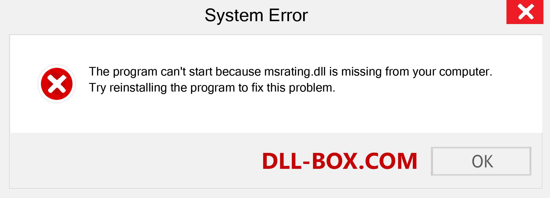  msrating.dll file is missing?. Download for Windows 7, 8, 10 - Fix  msrating dll Missing Error on Windows, photos, images