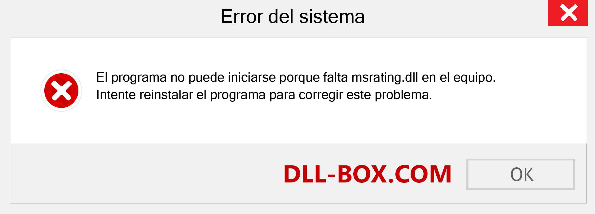 ¿Falta el archivo msrating.dll ?. Descargar para Windows 7, 8, 10 - Corregir msrating dll Missing Error en Windows, fotos, imágenes